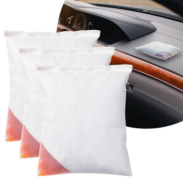 3er-Set Wiederverwendbares Auto-Luftentfeuchter-Kissen, 500 g Granulat für 100ml Wasser, gegen beschlagene Scheiben & Feuchtigkeit im Auto