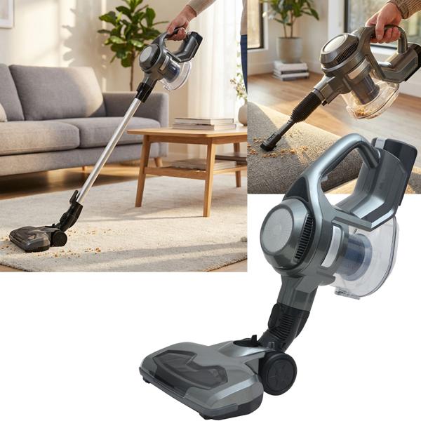 2-in1 Zyklon Akku-Staubsauger, starke 120W, anthrazit - Kabelloser Hand- & Bodenstaubsauger, leistungsstark, beutellos & leicht