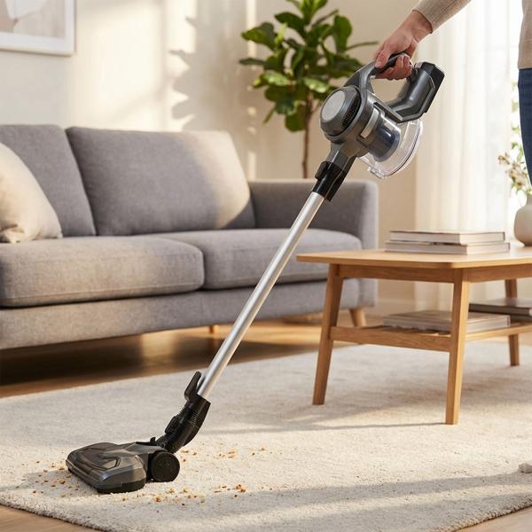 2-in1 Zyklon Akku-Staubsauger, starke 120W, anthrazit - Kabelloser Hand- & Bodenstaubsauger, leistungsstark, beutellos & leicht