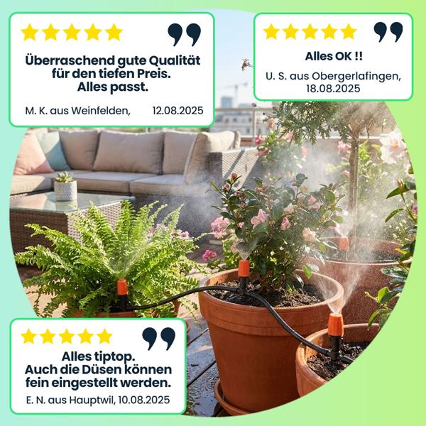 136-tlg Sprinkler Bewässerungs-Set 40m: Zuschneidbar, effizient & wassersparend – Automatische Pflanzenbewasserung fur Garten & Beet
