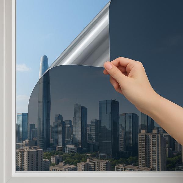 4er-Set Sichtschutzfolie silber-matt, 60 x 200 cm - selbstklebende Spiegelfolie mit UV-Schutz - hitzereduzierend & ideal für Fenster, Büro & Wohnräume