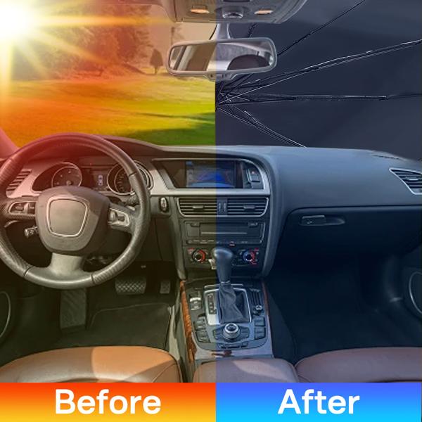 Pare-soleil isolant pour pare-brise 125 x 65 cm – format parapluie – protection UV50+ – garde l’intérieur de la voiture frais
