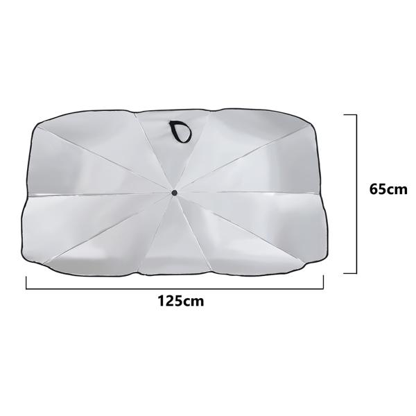Pare-soleil isolant pour pare-brise 125 x 65 cm – format parapluie – protection UV50+ – garde l’intérieur de la voiture frais