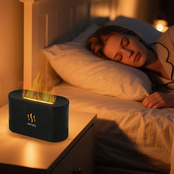 Stilvoller Aroma Diffuser mit Flammeneffekt – Ultraleiser Ultraschall Duftbefeuchter, USB, Auto-Stop, 10h Laufzeit für Schlafzimmer & Büro