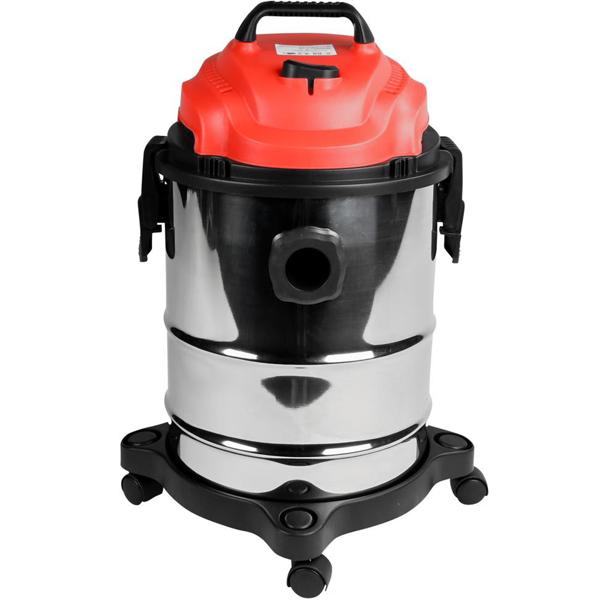 Effizienter Nass-Trocken-Staubsauger mit Multi-Filter- System, 1200W, 16 kPa – 15L Behälter, Edelstahl silber-rot, für blitzblanke Ergebnisse
