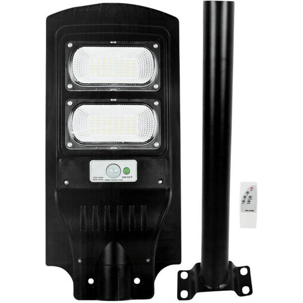 LED Solar Strassenleuchte mit Lichtsensor & Fernbedienung, 100 Watt, IP65, wetterfeste Aussenbeleuchtung für Einfahrt, Hof & Garten