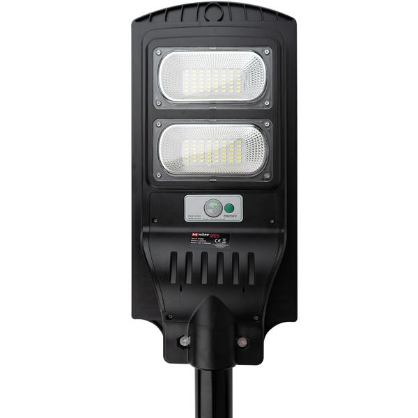 LED Solar Strassenleuchte mit Lichtsensor & Fernbedienung, 100 Watt, IP65, wetterfeste Aussenbeleuchtung für Einfahrt, Hof & Garten