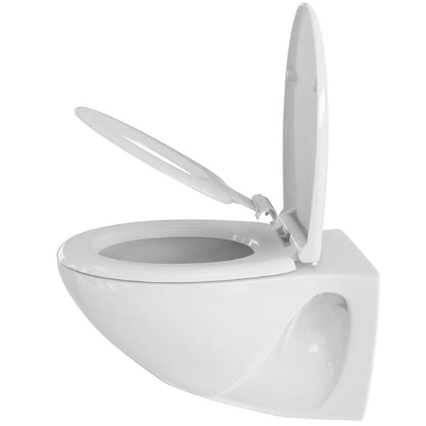 Couvercle de WC robuste 2 en 1 avec insert enfant & abaissement automatique Soft Close, 44,5 x 37,2 cm, blanc, fonction Quick Release pour un nettoyage facile