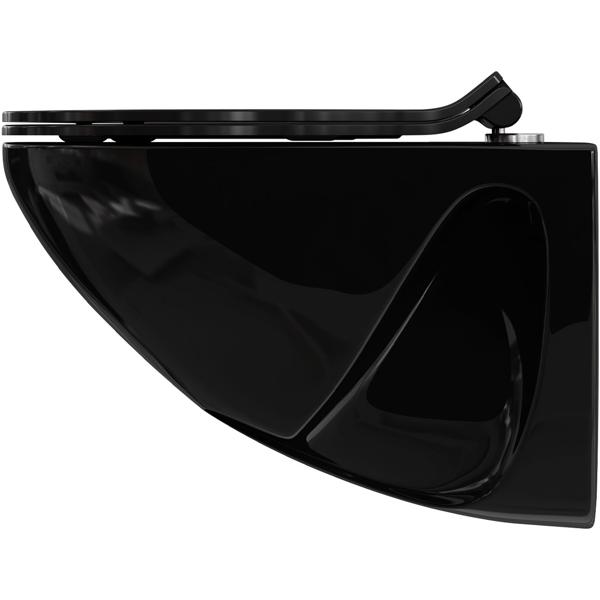 Extraflacher WC-Sitz mit Absenkautomatik Soft Close, schwarz, Slim-Design mit Quick-Release-Funktion für eine einfache Reinigung