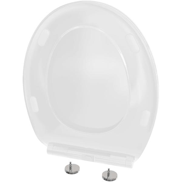 Sedile WC extrapiatto con meccanismo soft-close, bianco, design sottile con funzione di sgancio rapido per una facile pulizia