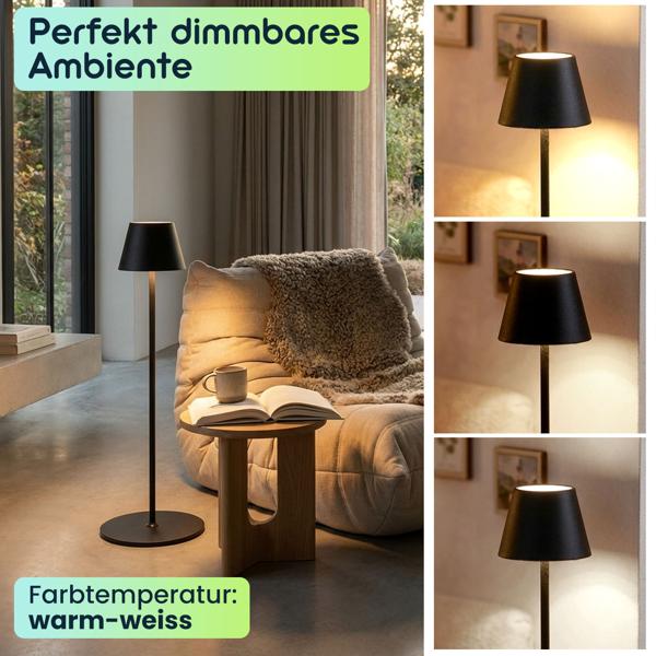 Moderne höhenverstellbare LED-Stehlampe, dimmbar, schwarz, 50/90/130 cm- elegantes Stimmungslicht für Wohnzimmer, Schlafzimmer, Büro und Aussenbereich