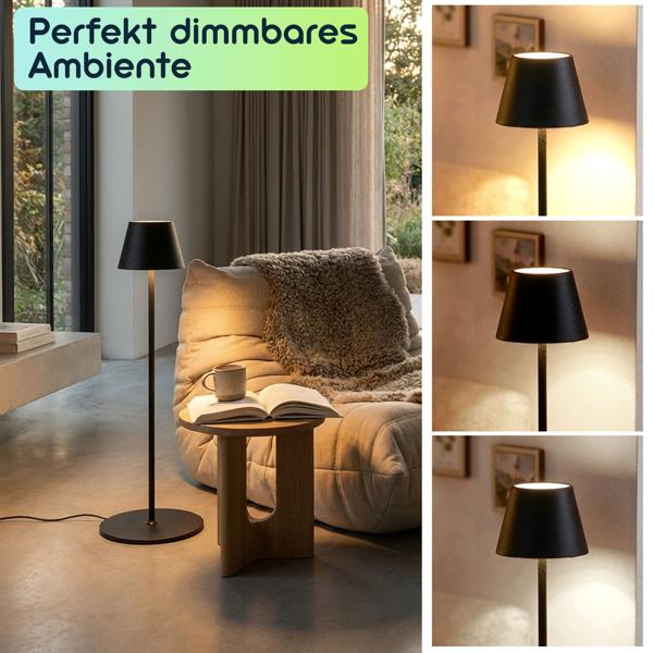 Moderne höhenverstellbare LED-Stehlampe, dimmbar, schwarz, 50 /90/130 cm - ein elegantes Stimmungslicht für Wohnzimmer, Schlafzimmer & Büro