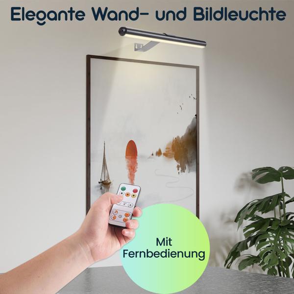 Elegante Wand- und Bildleuchte mit Fernbedienung & Touch Schalter, USB- & Akkubetrieb, dimmbar: Eine flexible LED-Lampe für Kunst & Ambiente