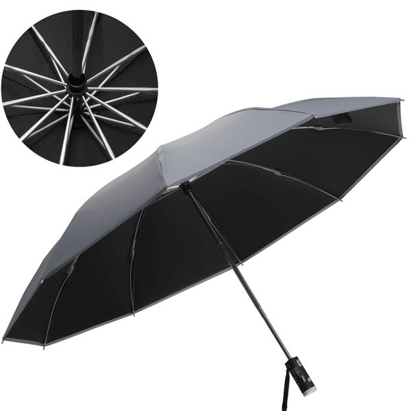 Faltbarer Regenschirm mit LED-Taschenlampe, Ø105 cm, schwarz: Ein perfekter Allwetter-Begleiter für Dunkelheit & Regenschauer