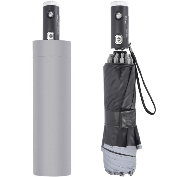 Faltbarer Regenschirm mit LED-Taschenlampe, Ø105 cm, anthrazit: Ein perfekter Allwetter-Begleiter für Dunkelheit & Regenschauer