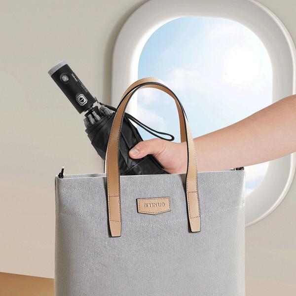 Faltbarer Regenschirm mit LED-Taschenlampe, Ø105 cm, anthrazit: Ein perfekter Allwetter-Begleiter für Dunkelheit & Regenschauer