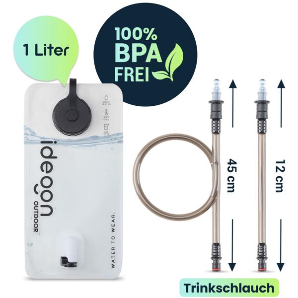 Ultraleichte Umhängetasche mit Trinkblase, 1l - ideal fürs Wandern, Laufen, Biken, Sport und Outdoor