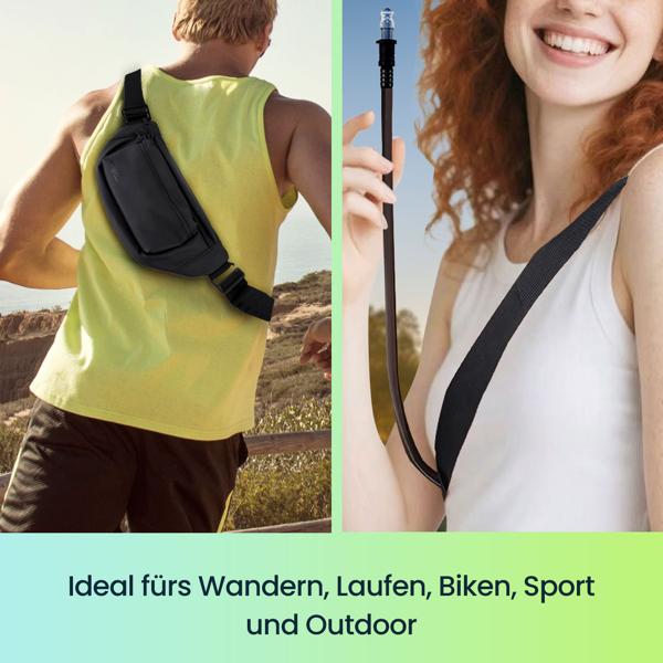 Ultraleichte Umhängetasche mit Trinkblase, 1l - ideal fürs Wandern, Laufen, Biken, Sport und Outdoor