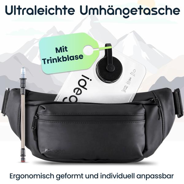 Ultraleichte Umhängetasche mit Trinkblase, 1l - ideal fürs Wandern, Laufen, Biken, Sport und Outdoor