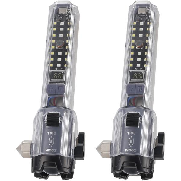 set di 2 potenti torce ricaricabili con martello di emergenza e tagliacinture: il vostro compagno affidabile per l‘auto, il campeggio e le emergenze, la sicurezza in movimento!