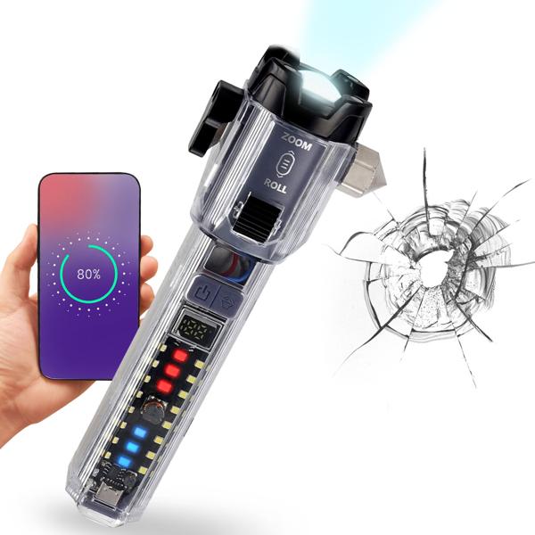 set di 2 potenti torce ricaricabili con martello di emergenza e tagliacinture: il vostro compagno affidabile per l‘auto, il campeggio e le emergenze, la sicurezza in movimento!