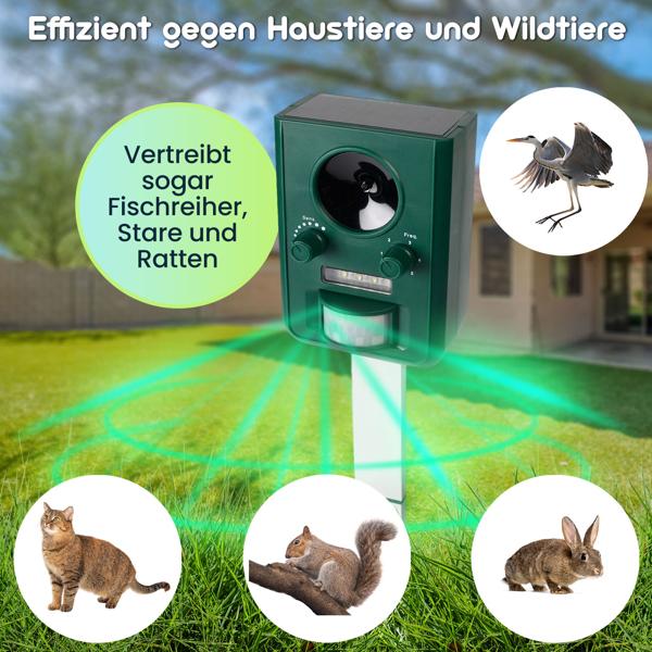 2er-Set Universal Solar Tiervertreiber mit Ultraschall und Blitzlicht, Reichweite 10m, effektiv, tierfreundlich & umweltfreundlich