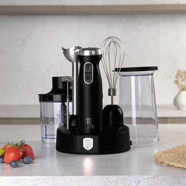 Vielseitiges Stabmixer-Set, 800W, mattschwarz: Schneebesen, Milchaufschäumer & Pürierstab, Universal-Zerkleinerer für Hobbyköche & Profis