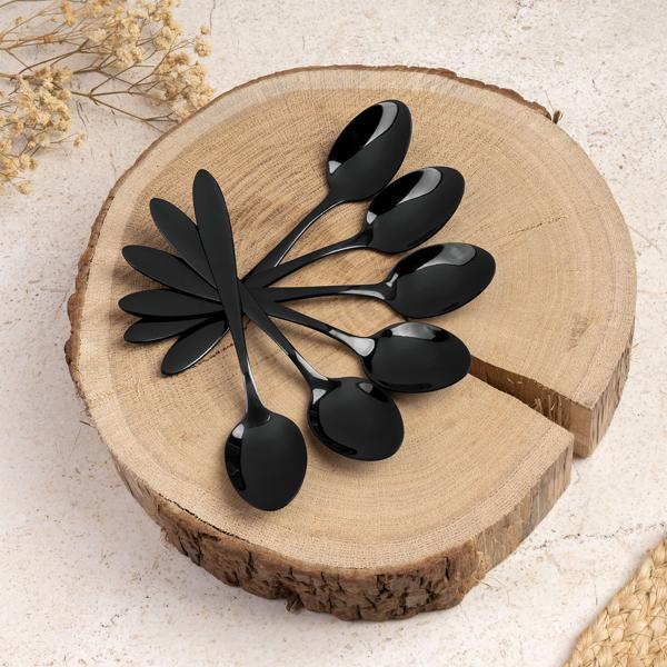 Modernes 24-tlg. Besteck Set, schwarz: Für 6 Personen, zeitloses Design, perfekt für Dinnerpartys & den Alltag