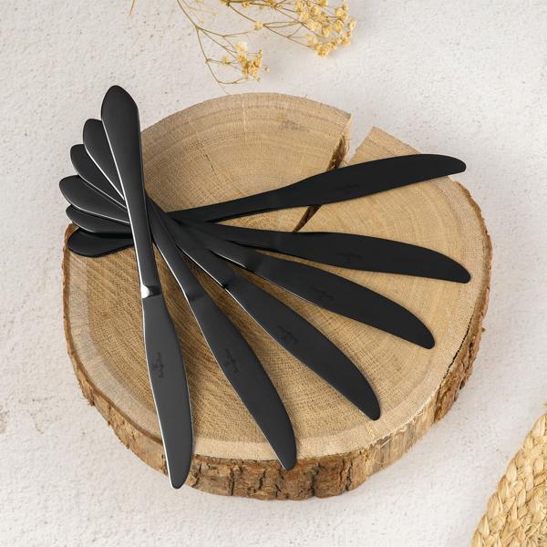 Modernes 24-tlg. Besteck Set, schwarz: Für 6 Personen, zeitloses Design, perfekt für Dinnerpartys & den Alltag