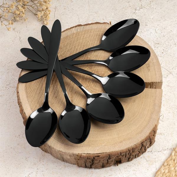 Modernes 24-tlg. Besteck Set, schwarz: Für 6 Personen, zeitloses Design, perfekt für Dinnerpartys & den Alltag