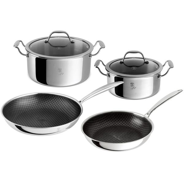 Premium Kochgeschirr-Set 6-teilig aus Edelstahl – Töpfe und Pfannen, kratzfest, spülmaschinengeeignet, backofentauglich bis 300°C