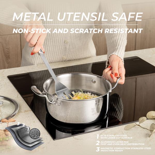 Premium Kochgeschirr-Set 8-teilig aus Edelstahl – Töpfe und Pfannen mit Deckel, kratzfest, spülmaschinengeeignet, backofentauglich bis 300°C