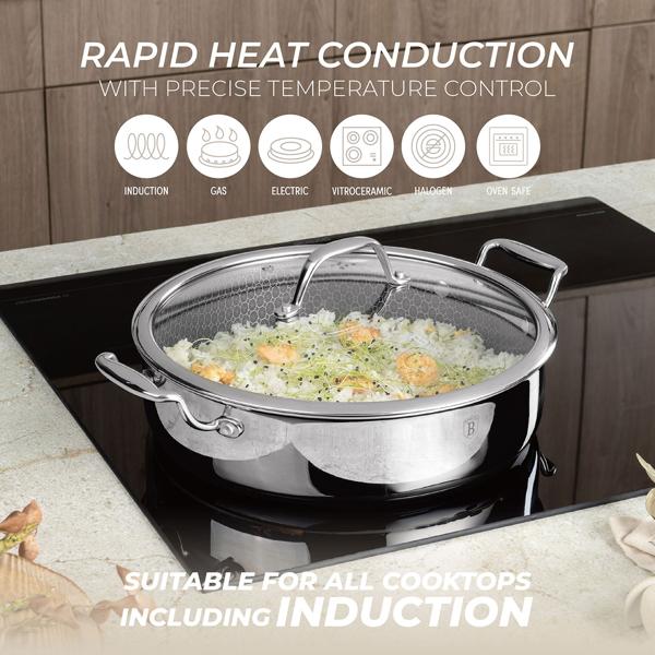 Premium Kochgeschirr-Set 8-teilig aus Edelstahl – Töpfe und Pfannen mit Deckel, kratzfest, spülmaschinengeeignet, backofentauglich bis 300°C