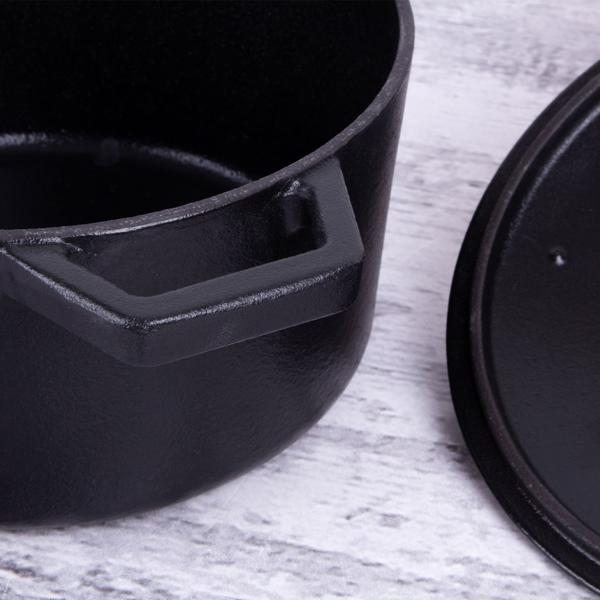 Cocotte en fonte haute qualité avec couvercle - Braiser, rôtir, cuire au four - 2,75 L - Noir-rosé-or - Compatible tous feux induction