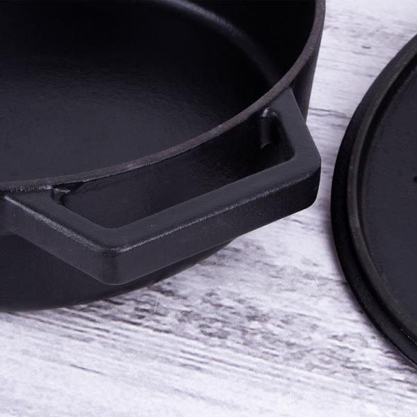 Hochwertiger Gusseisenbräter mit Deckel, 2,57 Liter, schwarz-roségold - Für perfektes Schmoren & Braten - Robust & langlebig kochen