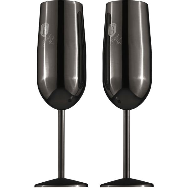 Lot de 4 Flûtes à Champagne en Métal Noir - Incassables & Élégantes pour Champagne, Prosecco, Cocktails - Acier Inoxydable 18/10, 260 ml