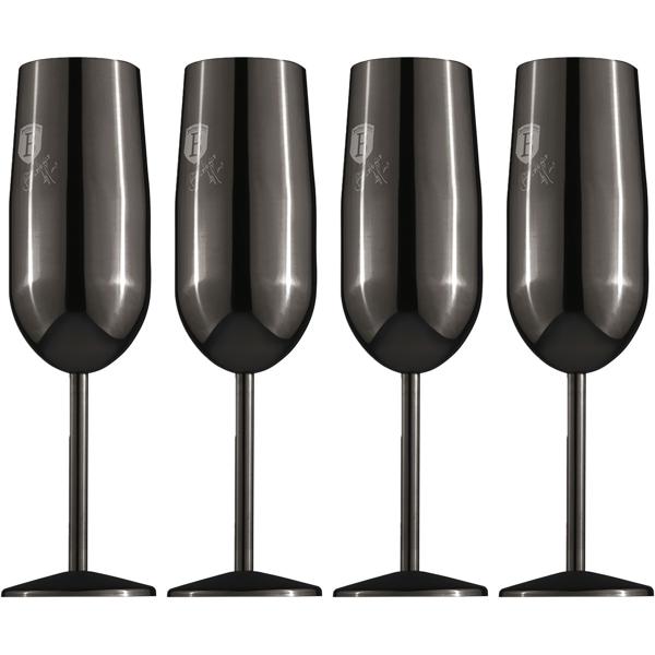 Lot de 4 Flûtes à Champagne en Métal Noir - Incassables & Élégantes pour Champagne, Prosecco, Cocktails - Acier Inoxydable 18/10, 260 ml