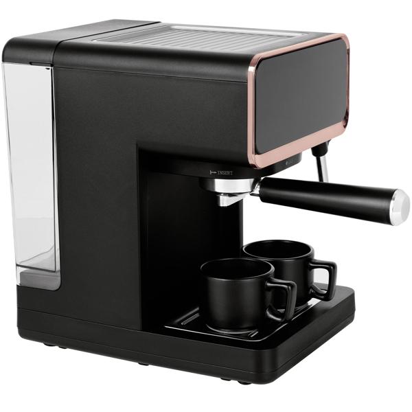 Design 3in1 Siebträger-Espressomaschine: Schwarz-Roségold, 950 Watt, Für Kaffeepulver, Pads & Kapseln, der perfekte Kaffeegenuss