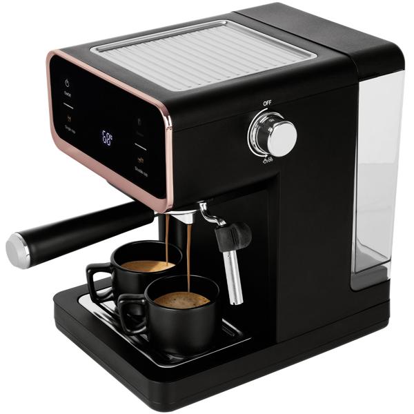 Design 3in1 Siebträger-Espressomaschine: Schwarz-Roségold, 950 Watt, Für Kaffeepulver, Pads & Kapseln, der perfekte Kaffeegenuss