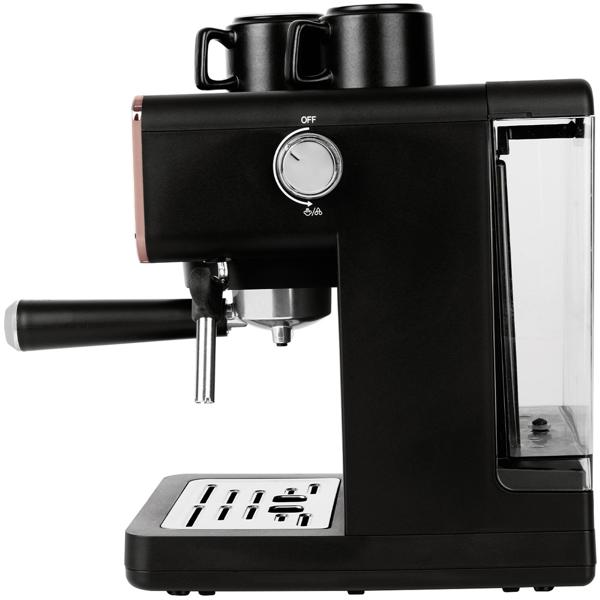 Design 3in1 Siebträger-Espressomaschine: Schwarz-Roségold, 950 Watt, Für Kaffeepulver, Pads & Kapseln, der perfekte Kaffeegenuss