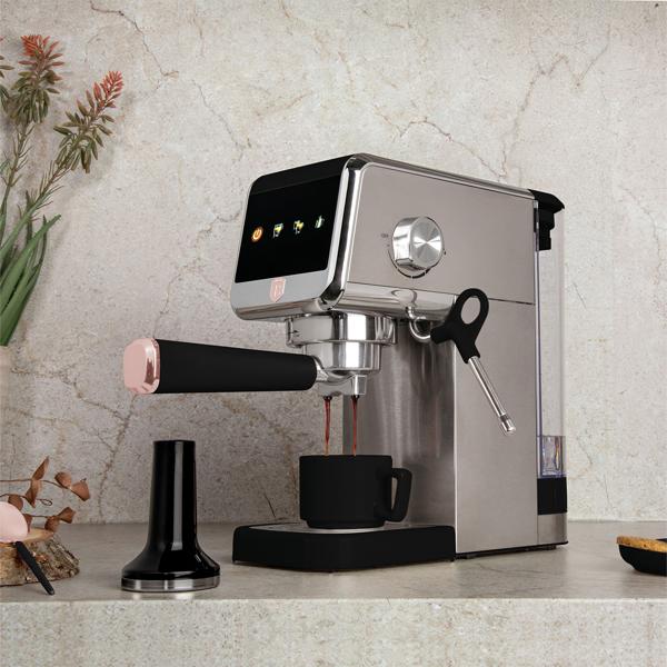 Digitale Siebträger-Espressomaschine, 20 bar: Schwarz-Roségold, 1350 Watt, Für den perfekten Kaffeegenuss