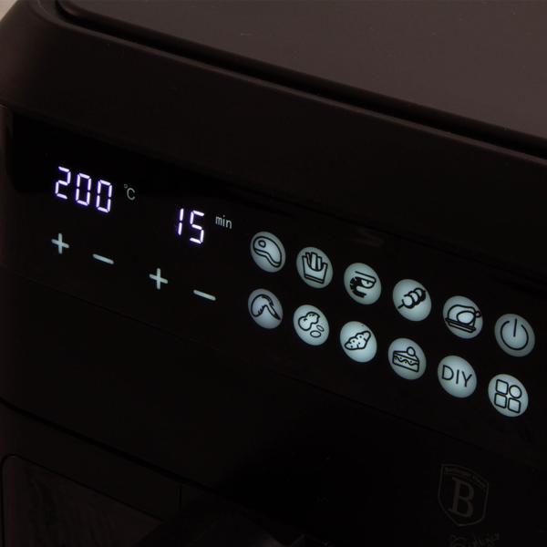 Heissluftfritteuse mit Sichtfenster & 9 Kochprogramme-Air Fryer, 6,3L, schwarz-roségold, fettarmes Frittieren, elegantes Design, knusprige Ergebnisse