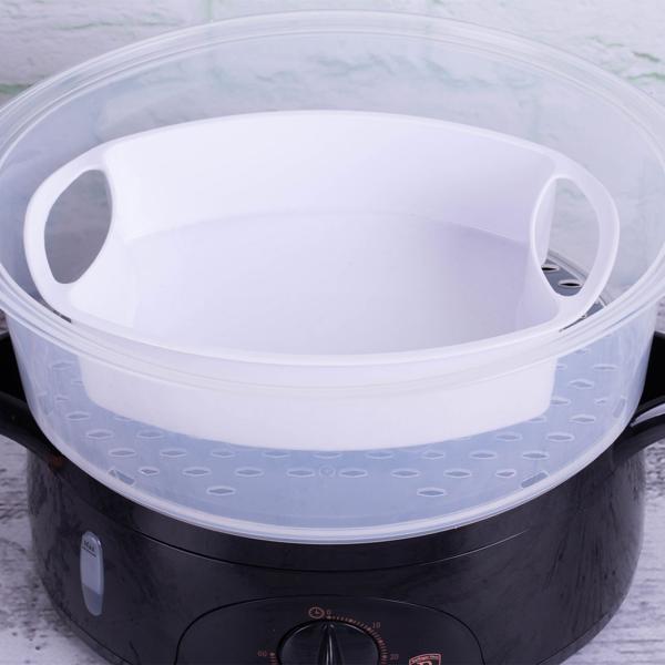 Elektrischer Dampfgarer (6L, 800W), schwarz-roségold: Für schonendes & gesundes Kochen, 2 Etagen, Timer & Abschaltautomatik, Vitamine erhalten, leicht & schnell