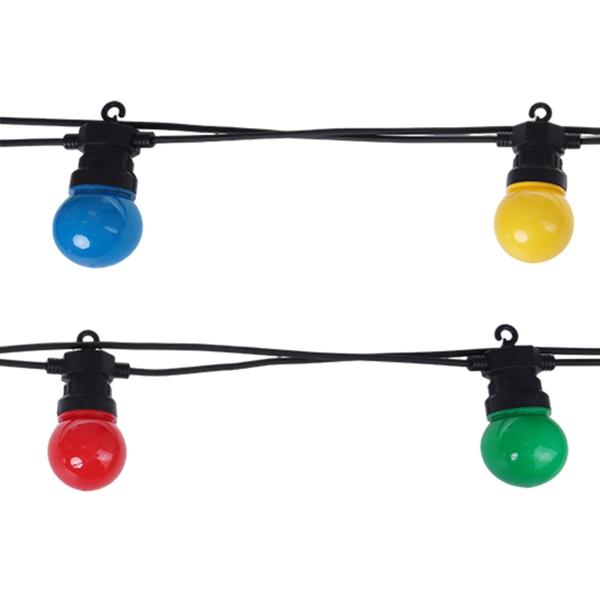 Stimmungsvolle 4-farbige LED-Lichterkette mit 10 Glühbirnen, ca. 2,7 m, IP44: Farbenfrohe Lichtergirlande - Ideal für Garten, Balkon & Party