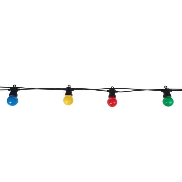 Stimmungsvolle 4-farbige LED-Lichterkette mit 10 Glühbirnen, ca. 2,7 m, IP44: Farbenfrohe Lichtergirlande - Ideal für Garten, Balkon & Party