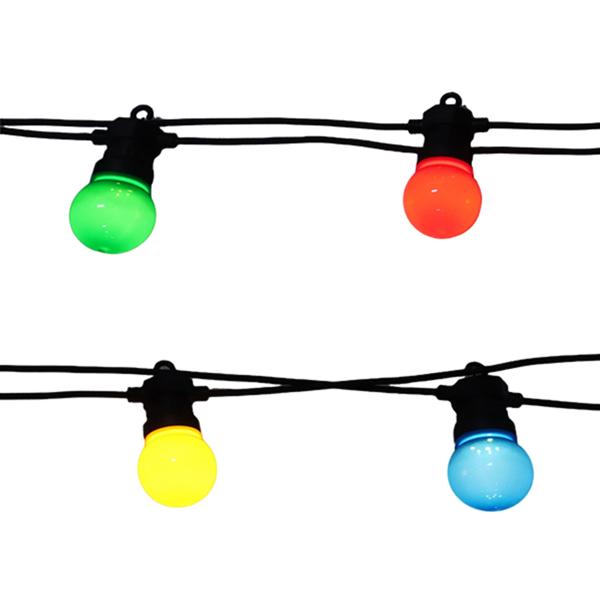 Stimmungsvolle 4-farbige LED-Lichterkette mit 10 Glühbirnen, ca. 2,7 m, IP44: Farbenfrohe Lichtergirlande - Ideal für Garten, Balkon & Party