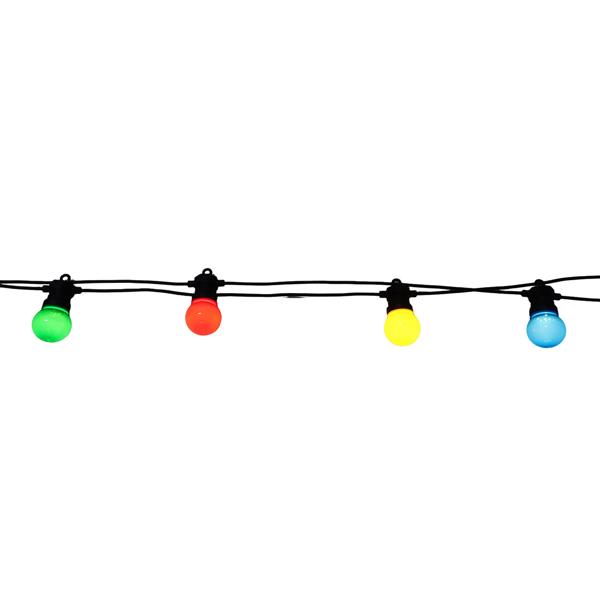 Stimmungsvolle 4-farbige LED-Lichterkette mit 10 Glühbirnen, ca. 2,7 m, IP44: Farbenfrohe Lichtergirlande - Ideal für Garten, Balkon & Party