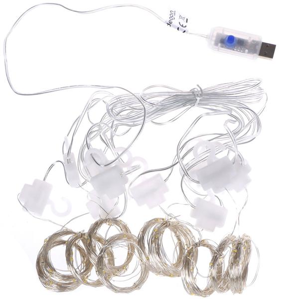 Eleganter LED-Lichtervorhang mit Fernbedienung, warmweiss, 200 LEDs, 3x3m: Gemütliche Beleuchtung & Romantische Deko für Schlafzimmer & Wohnzimmer