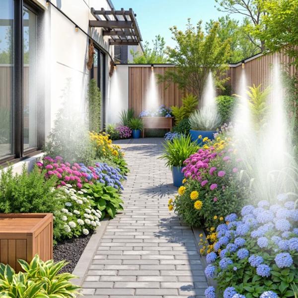 Wasser-Zerstäuber-Set mit 10-Meter-Schlauch und 10 Metalldüsen, Klicksystem: Ein Terrassen-Kühler für sofortige Erfrischung & einfache Gartenbewässerung