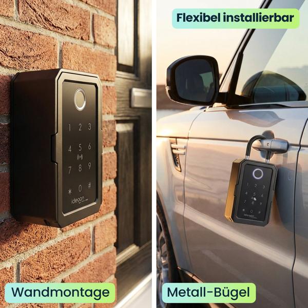 Smarter Schlüssel-Safe mit Fingerabdruck, PIN, Transponder-Karte, Bluetooth – Eine sichere Keybox für Haus, Büro & Ferienwohnung